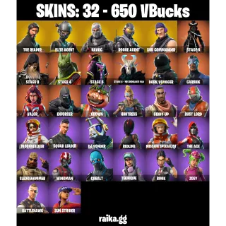 🎮 Fortnite Account — 32 Skins | The Reaper  ✨,  Elite Agent | Take The L | 650 VB | Mako  | 23 EX