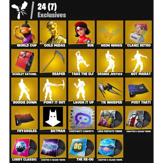[PC/PSN/XBOX] -  88 Skins | World Cup 💎 | Rue 💎 | Reaper Pickaxe 💎 | Take The Elf 💎 | FA ✅