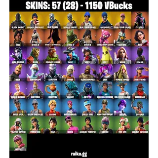 🎮 Fortnite Account — 57 Skins |Black Knight ✨, Sparkle Specialist | OG STW | 1150 VB | 38 EX