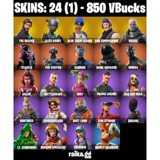 🎮 Fortnite Account — 24 Skins | The Reaper + Elite Agent | Blue Team Leader | Take The L + Orange Justice | 24 EX | FA ✅