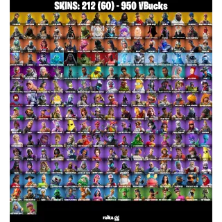 🎮 Fortnite Account — 212 Skins | OG STW + Travis Scott | Axe of Champions | 102 EX | 950 VB