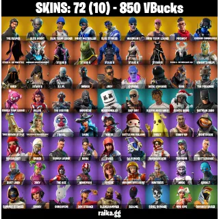 🎮 Fortnite Account — 72 Skins | The Reaper, Elite Agent, Blue Team Leader| Take The L + Orange Justice | 61 EX | 850 VB | FA ✅