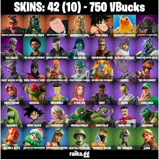 🎮 Fortnite Account — 42 Skins | Son Goku + Immortal Zeus | Fancy Peter Griffin (No Hat) | Burning Ambition Valeria 