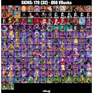 🎮 Fortnite Account — 170 Skins | Master Chief | Burning Ambition Valeria | Rococo Cloak-o | 850 VB | 38 EX | FA ✅