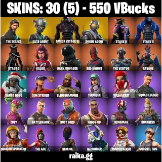 🎮 Fortnite Account — 30 Skins | The Reaper + Omega (Stage 5) | Take The L | 550 VB | 14 EX