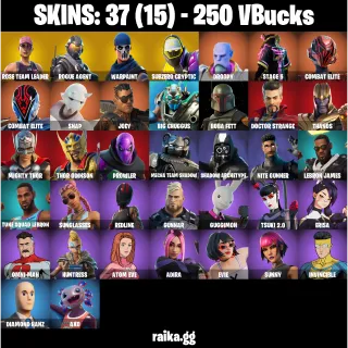 🎮 Fortnite Account — 37 Skins | OG STW | Rogue Agent + Subzero Cryptic | Boba Fett | Orange Justice