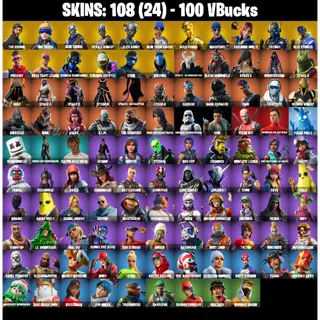 🎮 Fortnite Account  + STW – 108 Skins | The Reaper | Neo Versa | Blue Squire| Elite Agent | Explorer Emilie | Warpaint | FA