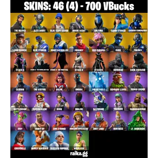 [PC/PSN/XBOX] |  Fortnite Account — 46 Skins | The Reaper + Elite Agent | Take The L + Orange Justice | 700 VB | 66 EX