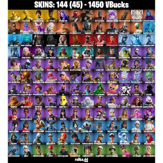 🎮 Fortnite Account – [144 Skins] | [PC/PSN/XBOX] |  Gold Midas | Leviathan Axe  | Rainbow Racer | Mat Master | 1450 VB