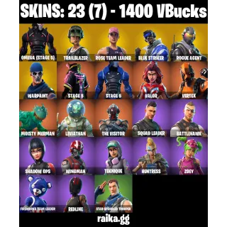 🎮 Fortnite Account — 23 Skins | Omega (Stage 5) | Rogue Agent + Warpaint | Save The World | 1400 VB | 33 EX