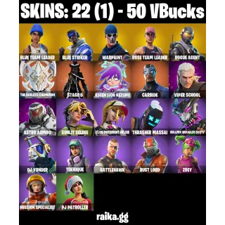 🎮 Fortnite Account — 22 Skins | Blue Team Leader✨, Blue Striker, Warpaint | Rose Team Leader + Rogue Agent | Take The L ✨ | FA
