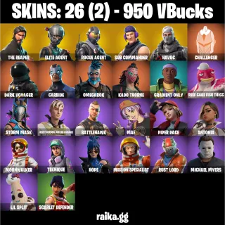 🎮 Fortnite Account — 26 Skins | The Reaper + Elite Agent | Take The L | 950 VB | 25 EX