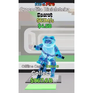 Fortnite Steal the Brainrot - Ice and Fire Crocodila Bicicleteira