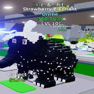 Strawberry Elephant Black & White - GO UP FOR BRAINROTS