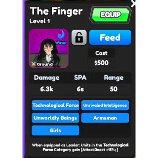 Roblox All Star Tower Defense - (The Finger - Pieck Finger) - ASTD