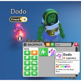 Dodo - Mega Neon Can Fly Can Ride / MFR - Legendary / Fast delivery!