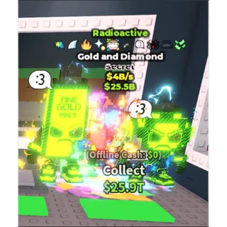 Radioactive Gold and Diamond - 4B/s - Secret - 10 Traits / Fast delivery!