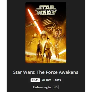 Star Wars: The Force Awakens (2015) HD MOVIES ANYWHERE CODE