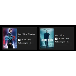 John Wick Double Feature (2014-2017) 4K UHD MOVIES ANYWHERE CODE