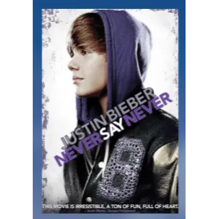 Justin Bieber: Never Say Never (2011) HD APPLE TV / FANDANGO CODE