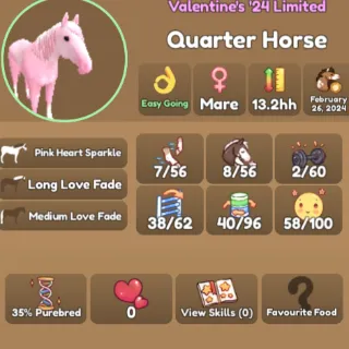 Pink Heart Sparkle Quarter Horse