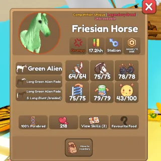 Green Alien Friesian Horse