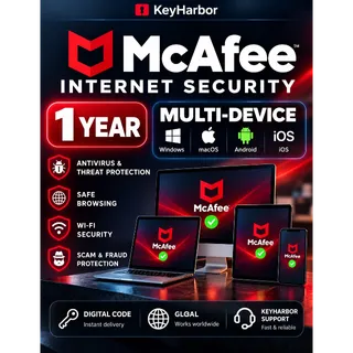 🔥 McAfee Internet Security | 1 YEAR | MULTI-DEVICE | Windows Mac Android iOS | GLOBAL