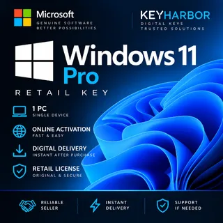 WINDOWS 11 PRO – RETAIL KEY – 1 PC – ONLINE ACTIVATION