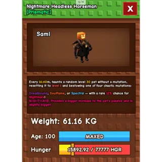 HUGE NIGHTMARE/VENOM HEADLESS HORSEMAN | 60KG - 61KG