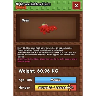 HUGE NIGHTMARE/VENOM RAINBOW HATCHED HYDRA | 60KG - 61KG