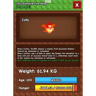 HUGE RAINBOW HATCHED FIRE WISP | NM / VENOM / EVER 🔥| 61 KG