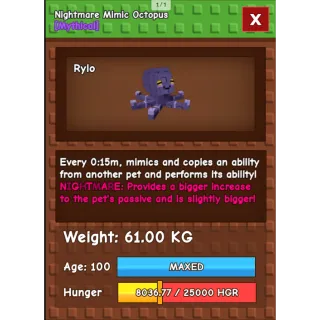 HUGE NIGHTMARE/VENOM MIMIC OCTOPUS | 60-61 KG | FREE TOKENS INCLUDED | 15s WITH TOY