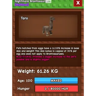 HUGE NIGHTMARE/VENOM BRONTOSAURUS| 60-61 KG