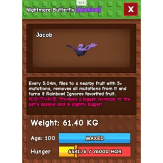 HUGE NIGHTMARE/VENOM BUTTERFLY | 60-61 KG