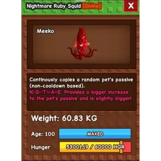 HUGE NIGHTMARE RUBY SQUID | 60-61 KG