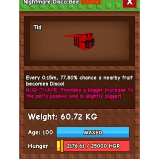 HUGE NIGHTMARE/VENOM DISCO BEE | 15S CD NO TOY | 60-61 KG