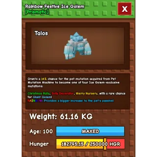 HUGE NIGHTMARE FESTIVE ICE GOLEM | 60-61KG