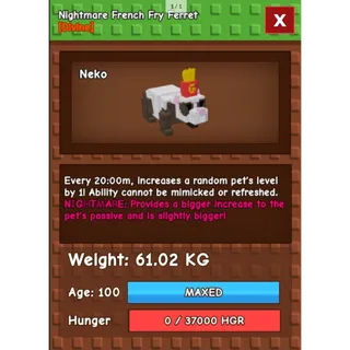  HUGE NIGHTMARE/VENOM FRENCH FRY FERRET 60KG - 61KG | 20 MIN CD