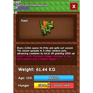 HUGE NIGHTMARE DILOPHOSAURUS | 60-61 KG