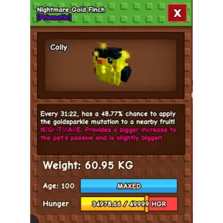 HUGE NIGHTMARE GOLD FINCH| 60-61KG