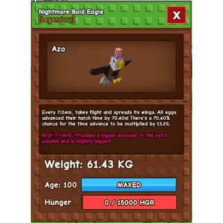 HUGE NIGHTMARE BALD EAGLE | 60-61 KG