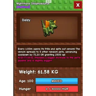 HUGE NIGHTMARE/VENOM DILOPHOSAURUS | 60-61 KG