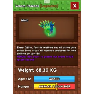 HUGE VENOM PEACOCK 68KG+ | 15s CD NO TOY