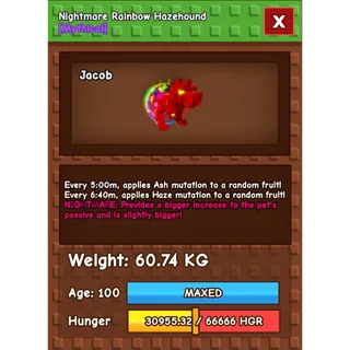 HUGE NIGHTMARE/VENOM RAINBOW HATCHED HAZEHOUND | 60KG - 61KG