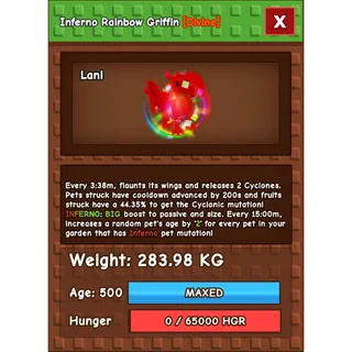 HUGE INFERNO RAINBOW HATCHED GRIFFIN | 🔥| 280KG+ | AGE 500