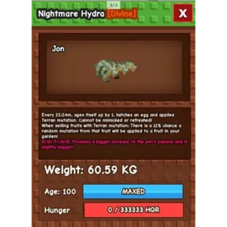 HUGE NIGHTMARE/VENOM HYDRA | 60KG - 61KG