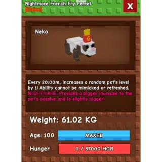 HUGE NIGHTMARE FRENCH FRY FERRET 60-61 KG | FREE TOKENS INCLUDED