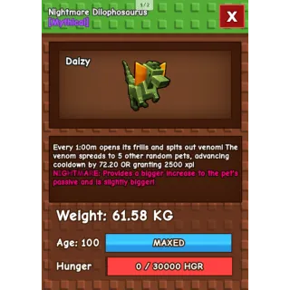 HUGE NIGHTMARE/VENOM DILOPHOSAURUS | 60-61 KG | FREE TOKENS INCLUDED | 1 MIN CD WITH TOY