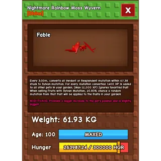 HUGE RAINBOW MOSS WYVERN | NM / VENOM / EVER🔥| 60KG - 61KG