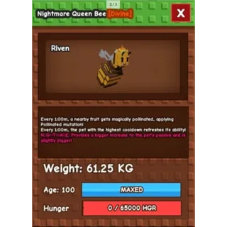 HUGE NIGHTMARE/VENOM QUEEN BEE | 60KG - 61KG